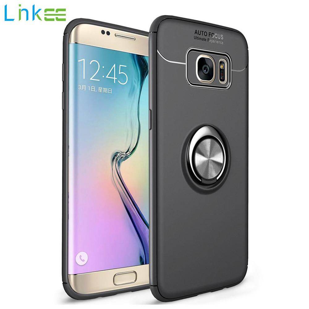 For Samsung Galaxy S7 Edge Phone Case, Luxury Colorful Cover Metal Magnetic Ring Soft Silicone Casing