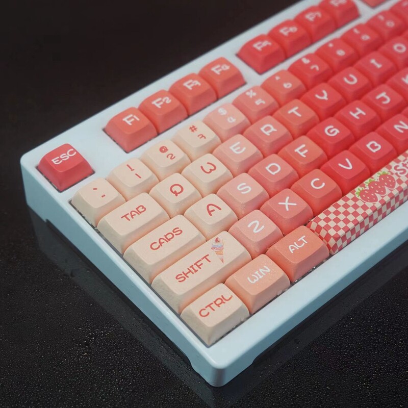 Dâu Tây chủ đề Keycap 130 phím xda hồ sơ PBT thăng hoa cho công tắc Cherry MX KTT TTC hộp jwk chuyển đổi Bàn Phím Cơ RK61/Anne Pro 2/gk61