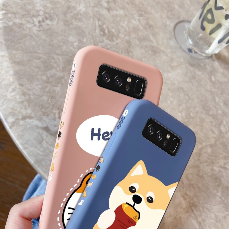 Yiwesan For Samsung galaxy Note 10 LITE Note 10 PLUS Note 20 Note 20 ULTRA Note 8 Note 9 Case with Cartoon Cute dog cat Square Edge Pattern Liquid original Casing Full back Cover Camera Shockproof cases Protection phone Case