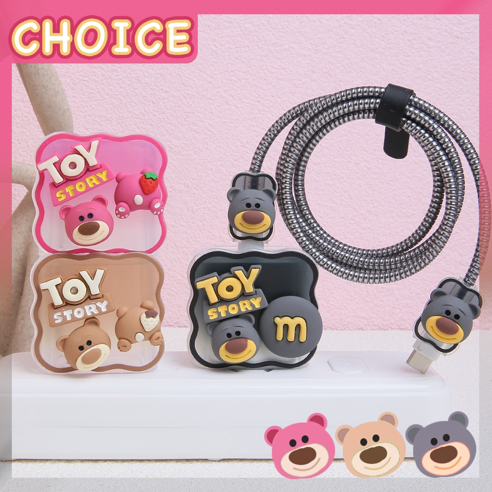 Charger Protector Cover Cute Cartoon Bear Wave Pattern Compatible for iPhone 18w 20w Cable Protector Earphone Cord Protector for ip14promax 14pro 14 ip12 11pro [cchoice]