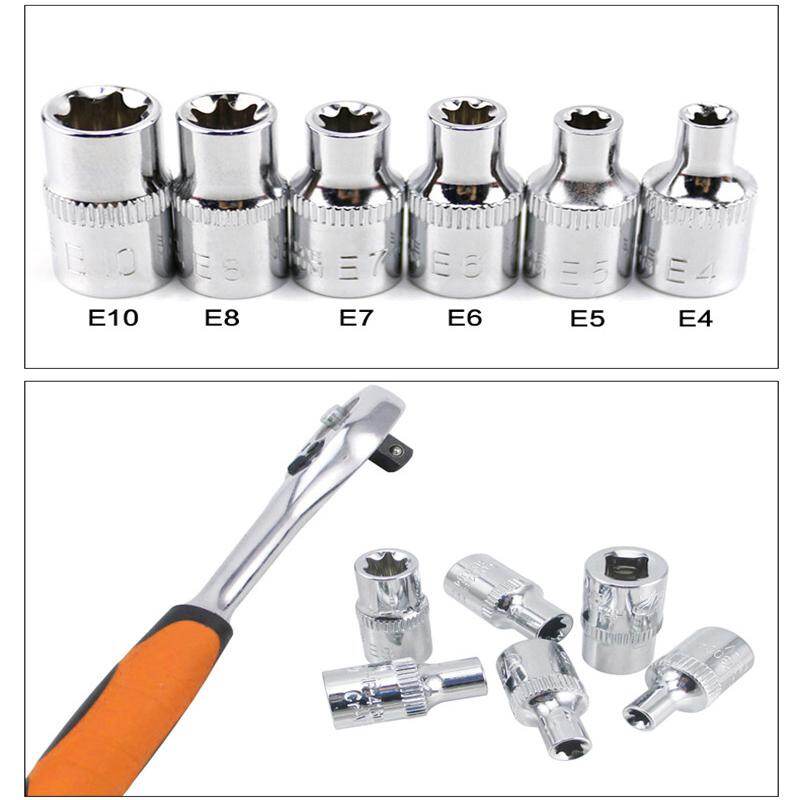 Bộ 6 Chiếc Ổ Cắm Điện Cho Đầu Cái Hình Sao Torx 1/4 Bộ Dụng Cụ Cầm Tay E4 E5 E6 E7 E8 E10