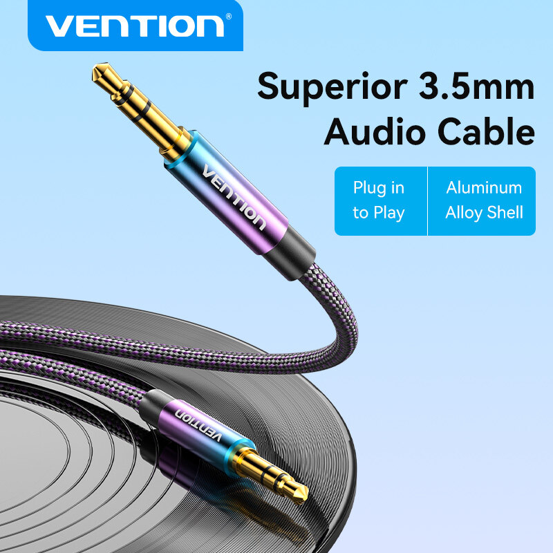 Vention 3.5mm male to male audio cable Car AUX Audio cable Aluminum alloy cotton mesh weave