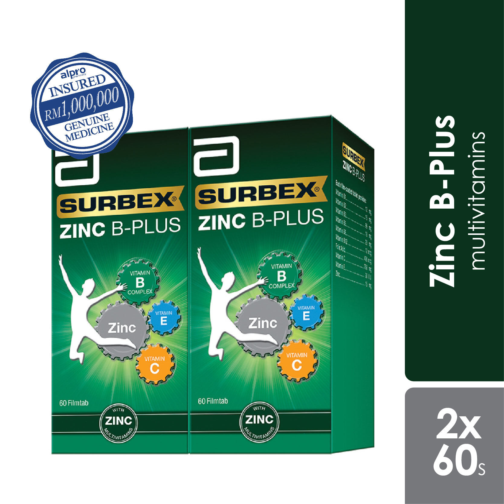 Abbott Surbex Zinc B-Plus Multivitamin 60s X 2 (Energy Boost) Exp. Date ...