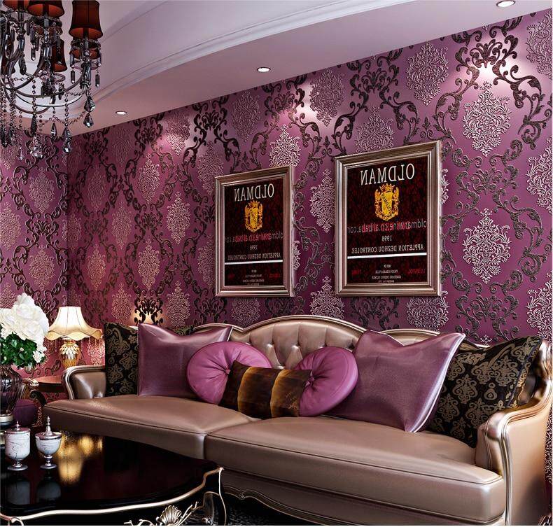 3d Purple Damask Wallpaper Rolls 3D Papel Parede 3d wall paper Roll for  Sofa Backgroud Living Room 3d Wallcoverings | Lazada