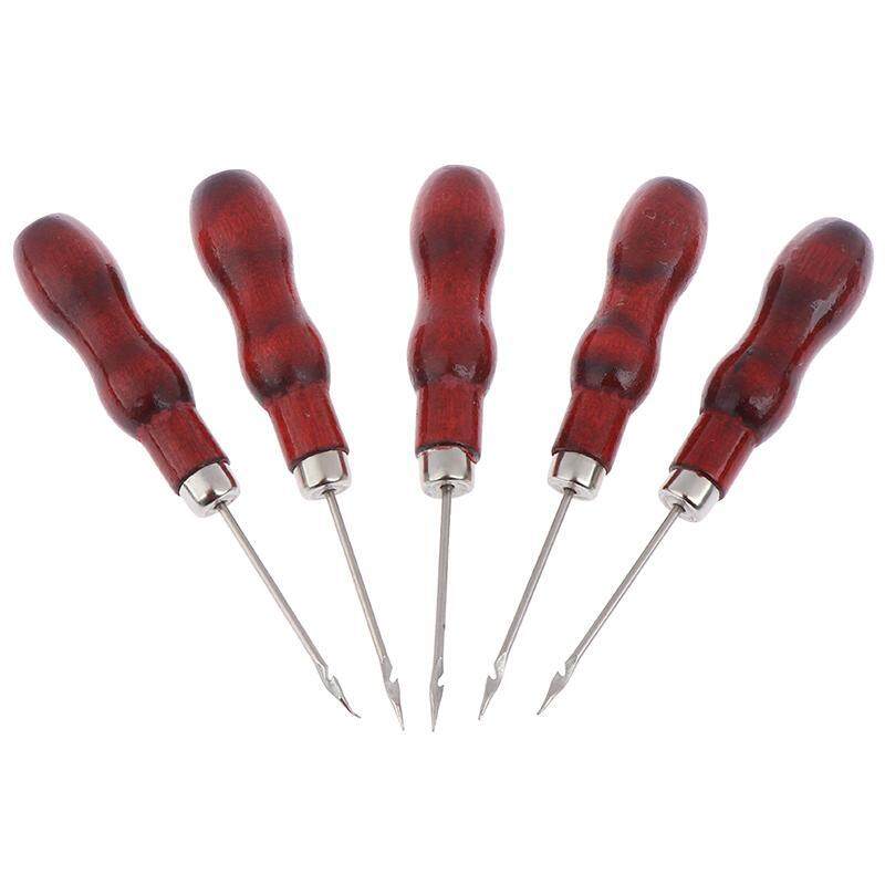 Gia Đình 5 Chiếc Da Thủ Công Awl Công Cụ May Tay Giày Da Sửa Chữa Móc Awl Đỏ Một Kích Thước