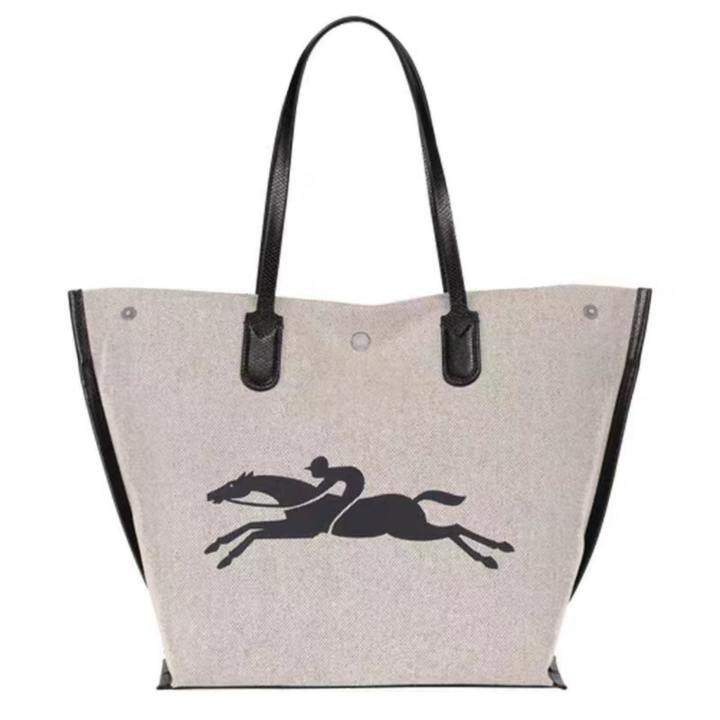 LONGCHAMP Canvas Tote Túi vai Túi thân thiện với môi trường Túi xách hàng đầu của phụ nữ