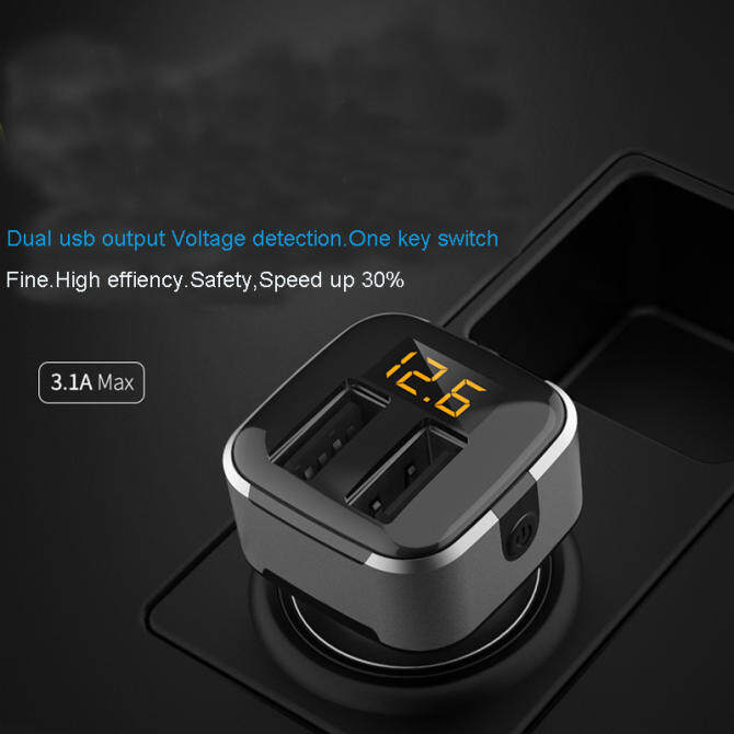 Car charger dual USB car charger multi-function digital display voltage and current with independent switch