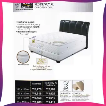 King Koil Residency Xl 12 5 Inch Chiro Tech Coil Spring Mattress