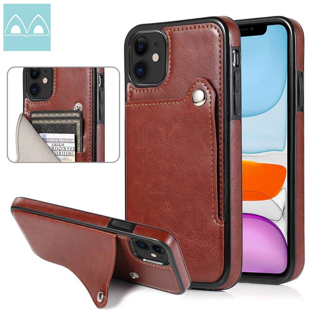For iPhone 11/iPhone 11 Pro/iPhone 11 Pro Max Cover Flip Case with Card Holder PU Leather Kickstand Magnetic Clasp Shockproof Cover Casing