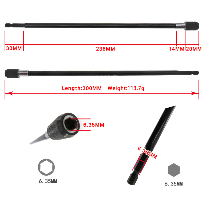 300Mm mũi khoan thanh nới rộng Khoan Tuốc Nơ Vít 1/4 Inch Phát Hành lục giác nhanh Bit Chủ Cho máy bắt vít Vít Các Loại Hạt