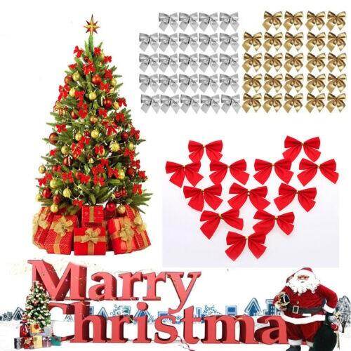 12pcs Small Bow Christmas Tree Decoration / Christmas Ribbon Bows / Christmas Ornament Bow for Xmas Wreaths Gift Wrapping Supplies