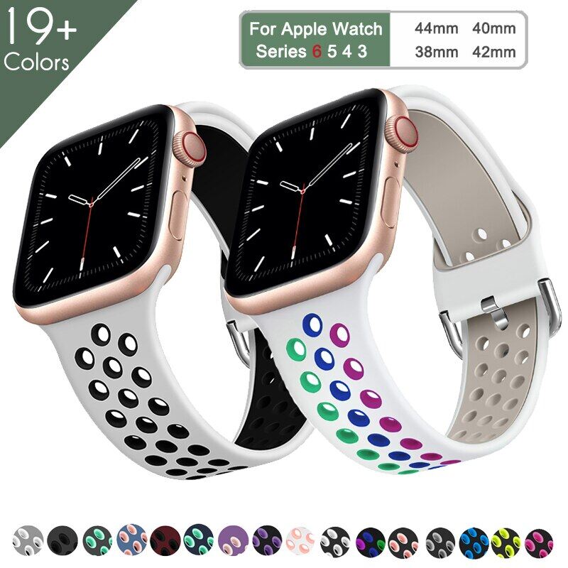 Silicone Strap For Apple Watch Sport Band Series 6 Se 5 4 3 Breathable Soft Strap For Apple Watch Band 38mm 42mm 44mm 40mm Lazada Singapore