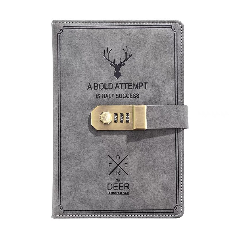 【hot】 Password Notebook 360Pages A5 Personal Diary with Lock Code Thick Notepad Agenda Leather Journals Office Stationery Supplies