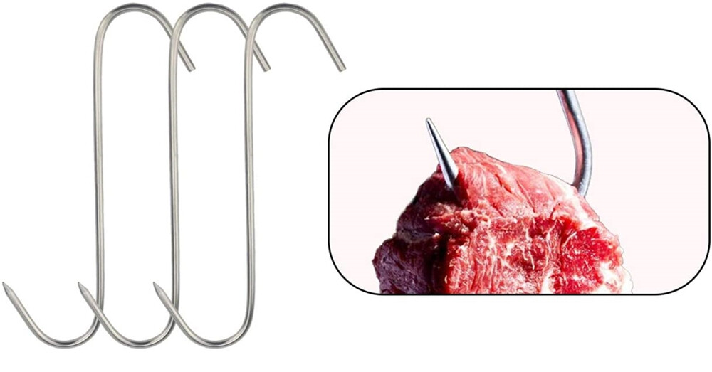 10 Pcs 5 Inches Meat Hooks, Stainless Steel Butcher Hooks for Meat Processing