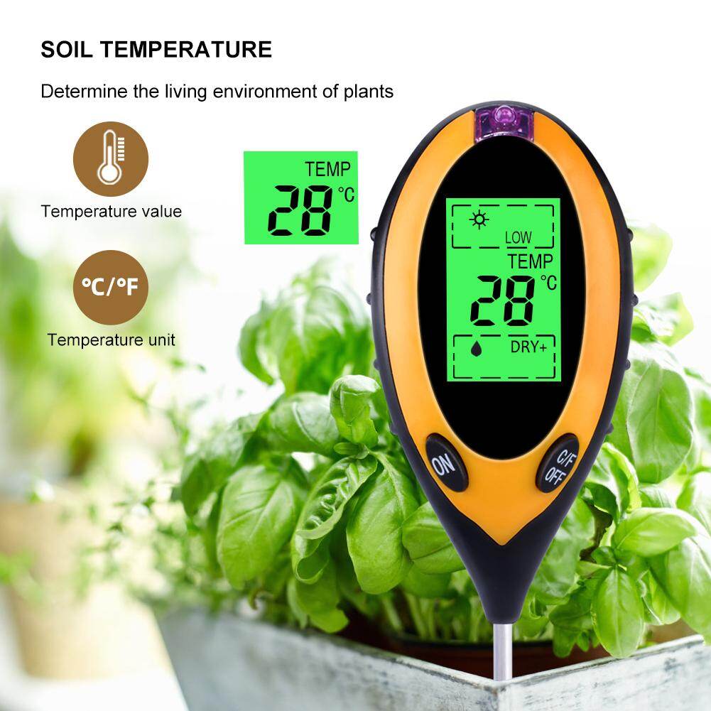 Rcyago 4 Trong 1 Kỹ Thuật Số Máy Đo Độ Ẩm Đất PH Meter Nhiệt Độ Độ Ánh Sáng Mặt Trời Tester
