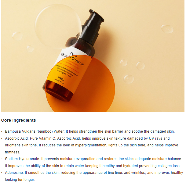 PURITO Pure Vitamin C Serum 60ml / Serum vitamin C làm sáng da, giảm thâm.