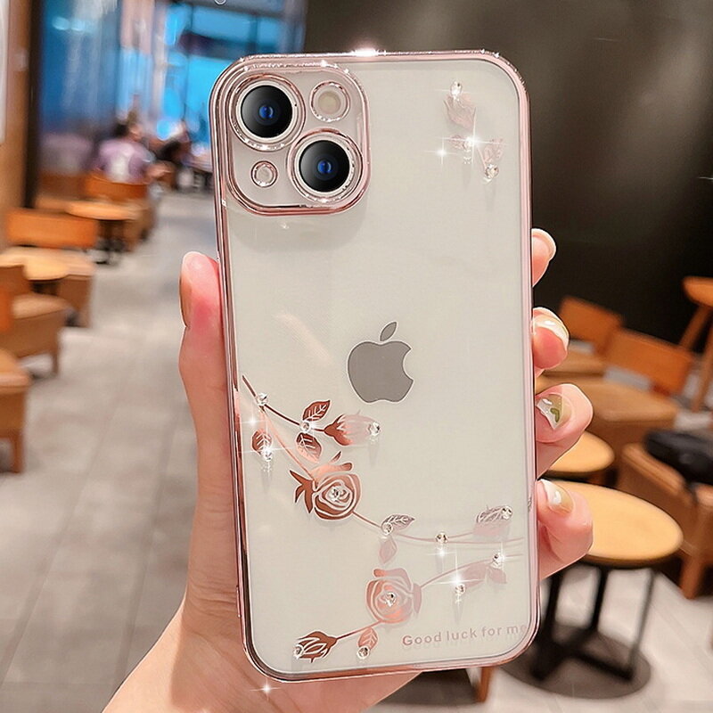 Snootory crystal flower phone case for iphone 13 pro max 12 plating silicone soft case clear camera protective case cover for iphone 11 12 pro
