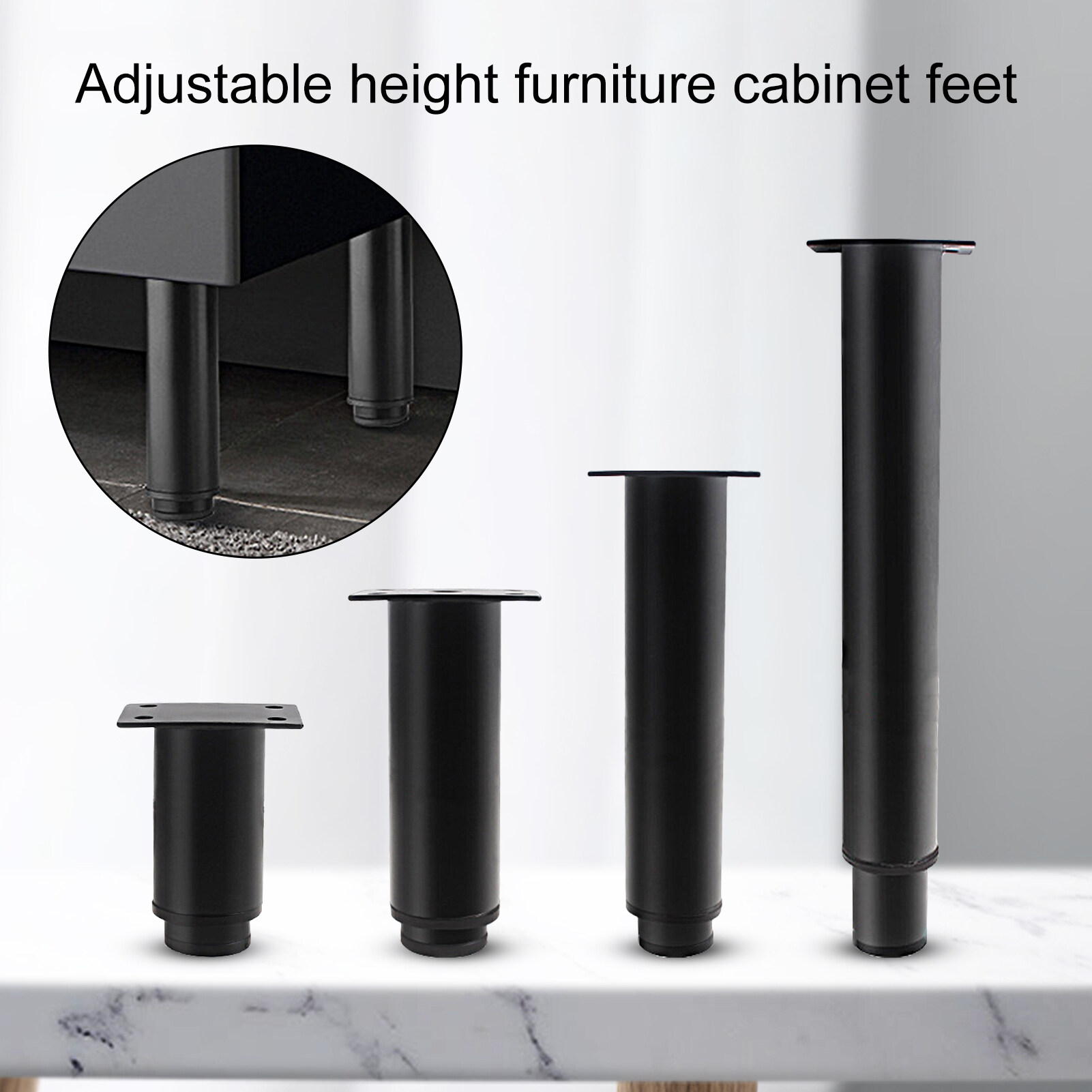 Cabinet Base Adjustable Table Leg Extension Feet Stand Heightening Home ...