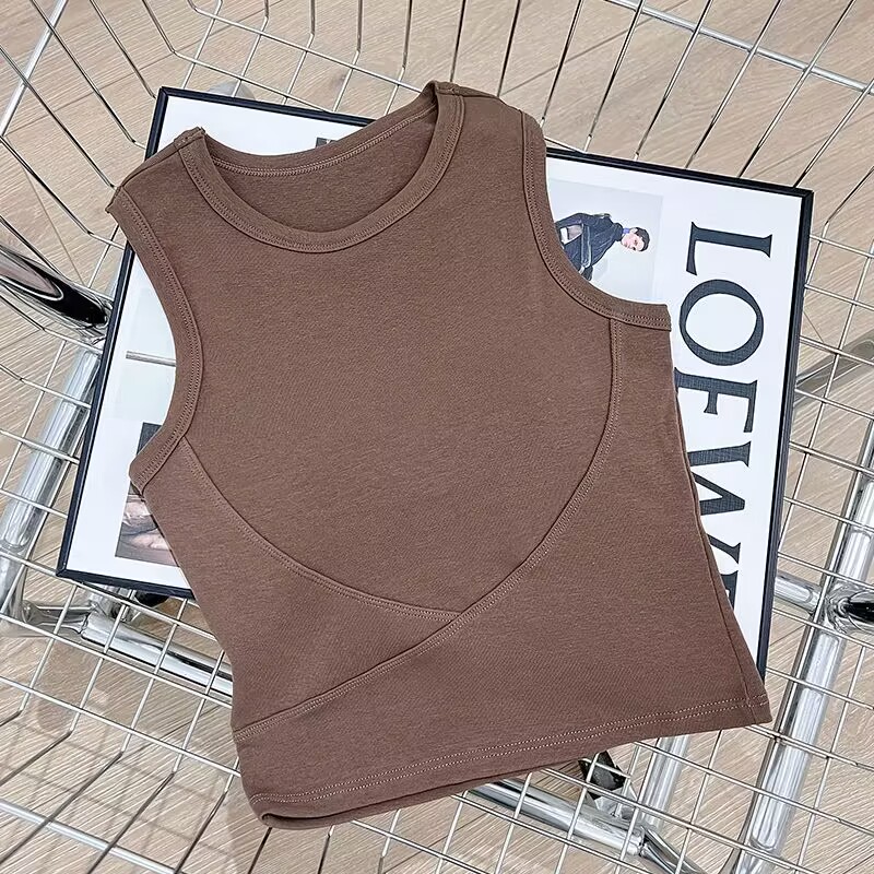 Cotton thin underwear women gather beautiful back bra one-piece camisole mid-length bottoming all-match top