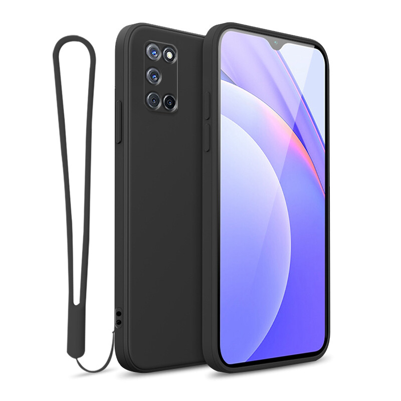 YBD case For OPPO A52 A92 Accurate camera hole protection Casing ,Thin Soft Liquid Silicone Cover Candy Color Cases with free phone Lanyard