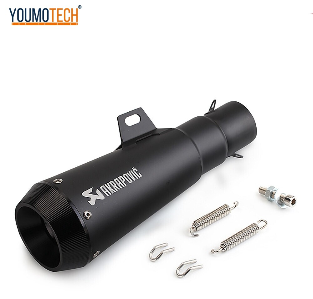 51mm Inlet Universal Exhaust Muffler Pipe Motor Stainless Steel Canister Pipe Tailpipe Akrapovic Muffler Pipe For Raider 150fi RS150 Sniper 150 LC150 Click150 v2 cbr250r CB150R Nmax nvx etc