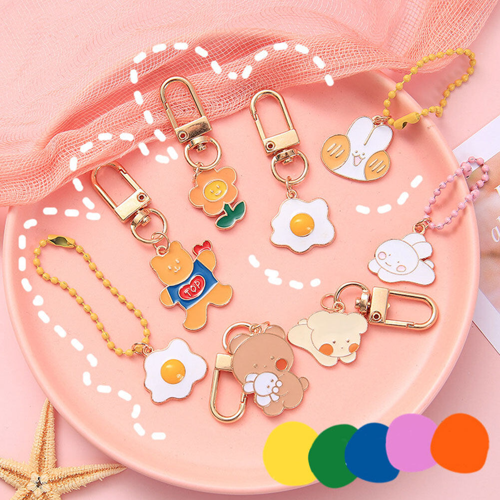 JaneDream Girl Cartoon Animal Metal Key Chain Cute Bag Pendant Baby Cute Car Accessory