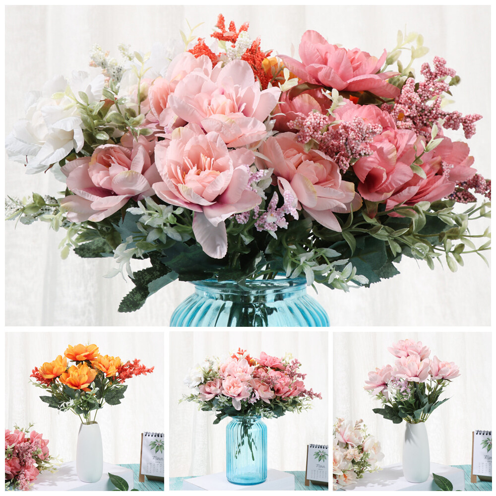 1 Bouquet Artificial Flowers Realistic Artificial Silk Freesia Flowers Fake Bouquet Wedding Table Home Party Decor