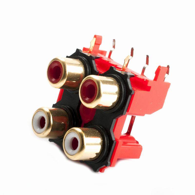 2pcs,gold 4 rca female stereo audio jack av socket connector