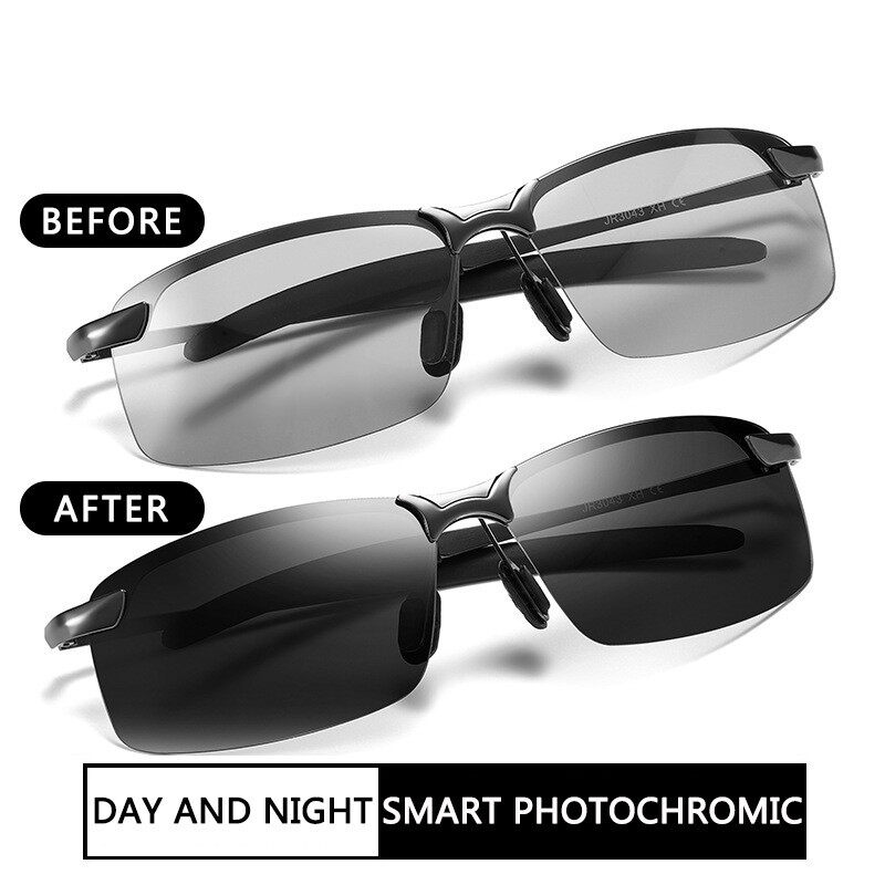 Men Sunglasses Male Photochromic Polarized Driving Outdoor Sun Glasses for Men Day Night Version Fishing Hiking Eye Wear High Quality Anti Radiation Glasses for Men