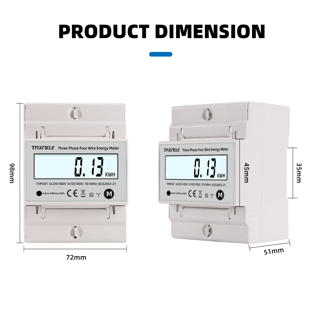 3 Phase 4 Wire Wattmeter Power Bidirectional Energy Meter Multifunction AC 380V KWH Voltage Current 100A 50Hz 60Hz Solar PV
