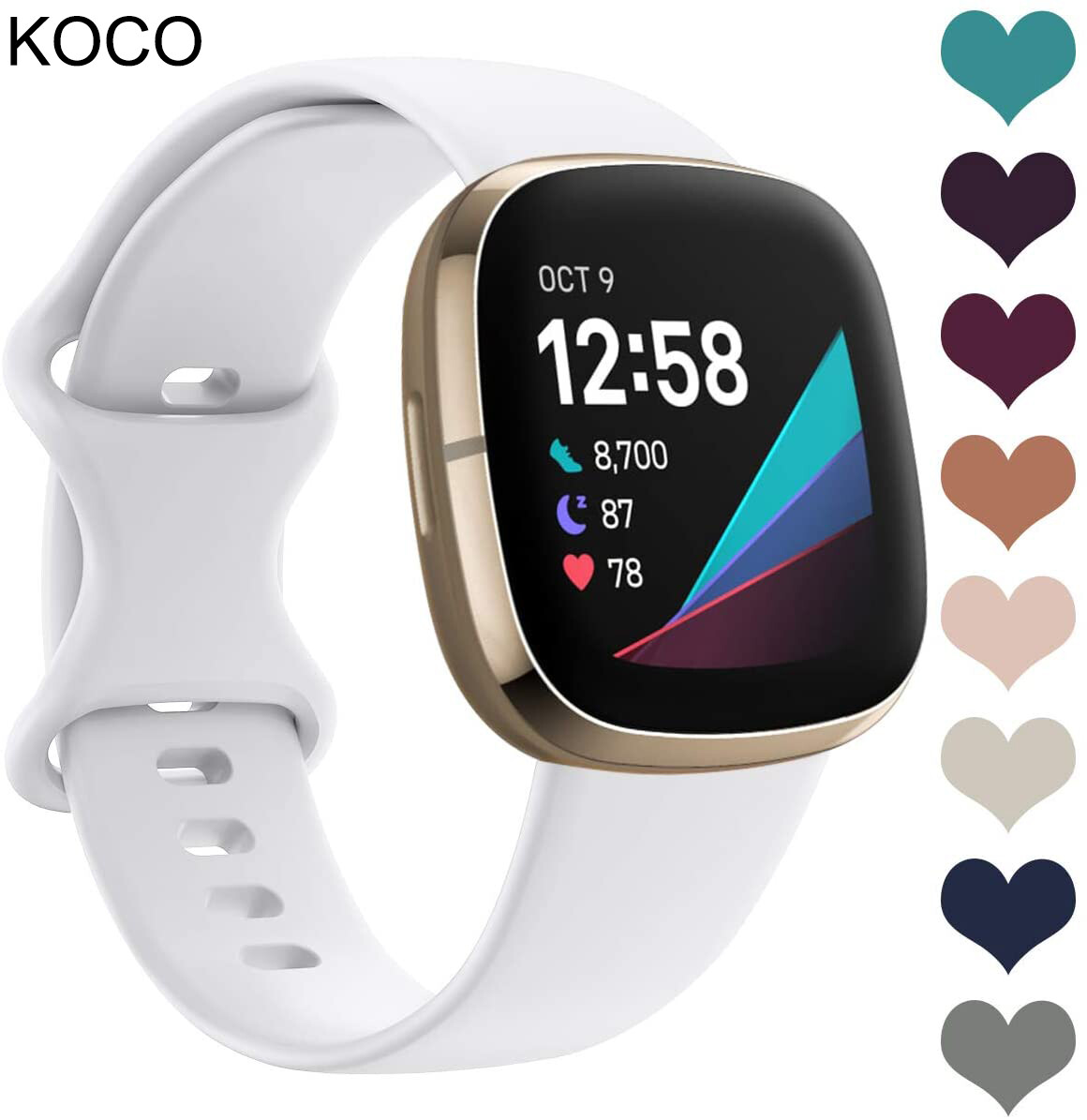 Sports Band Compatible with Fitbit Versa 4/Fitbit Versa 3/Fitbit Sense 2/Fitbit Sense for Women Man, Soft Silicone Replacement Watch Strap Wristband Accessories for Fitbit Sense Smart Watch