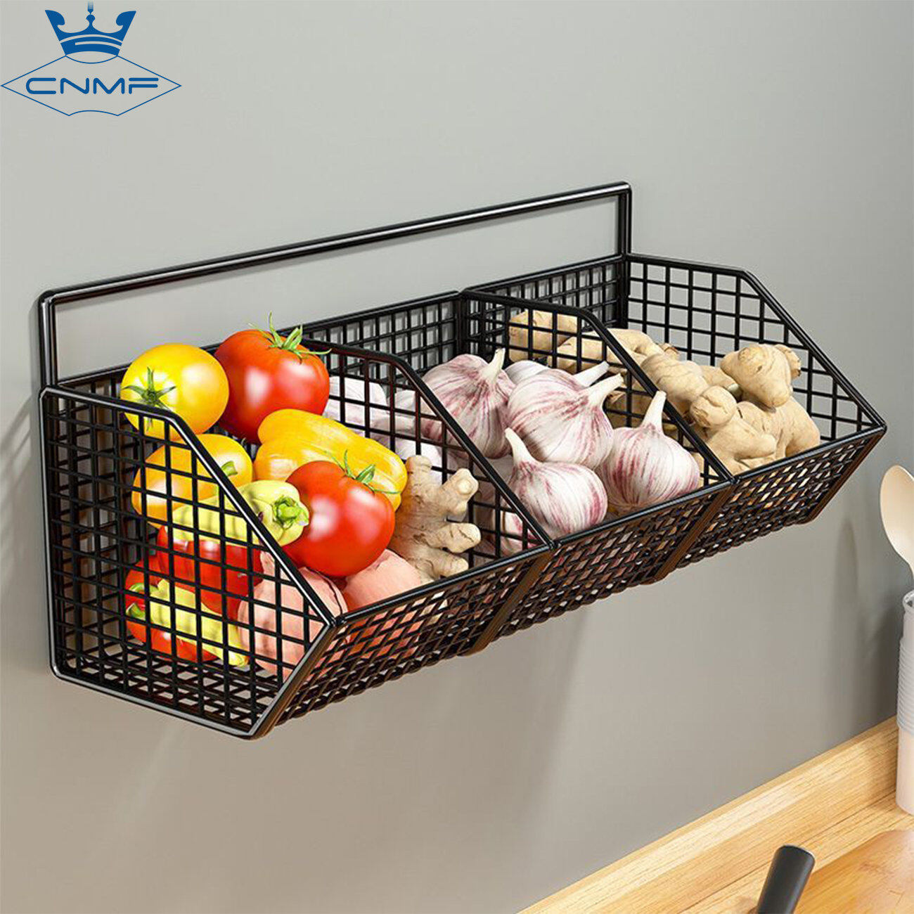 CNMF Onion, ginger and garlic storage basket kitchen wall-mounted spice rack