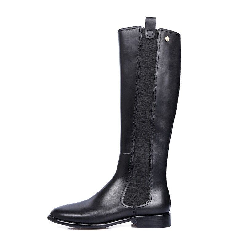 Genuine Leather Women Chelsea Boots Leather Knee High Heels Casual Woman Socks Shoes Platform Sp Winter Knee Boots
