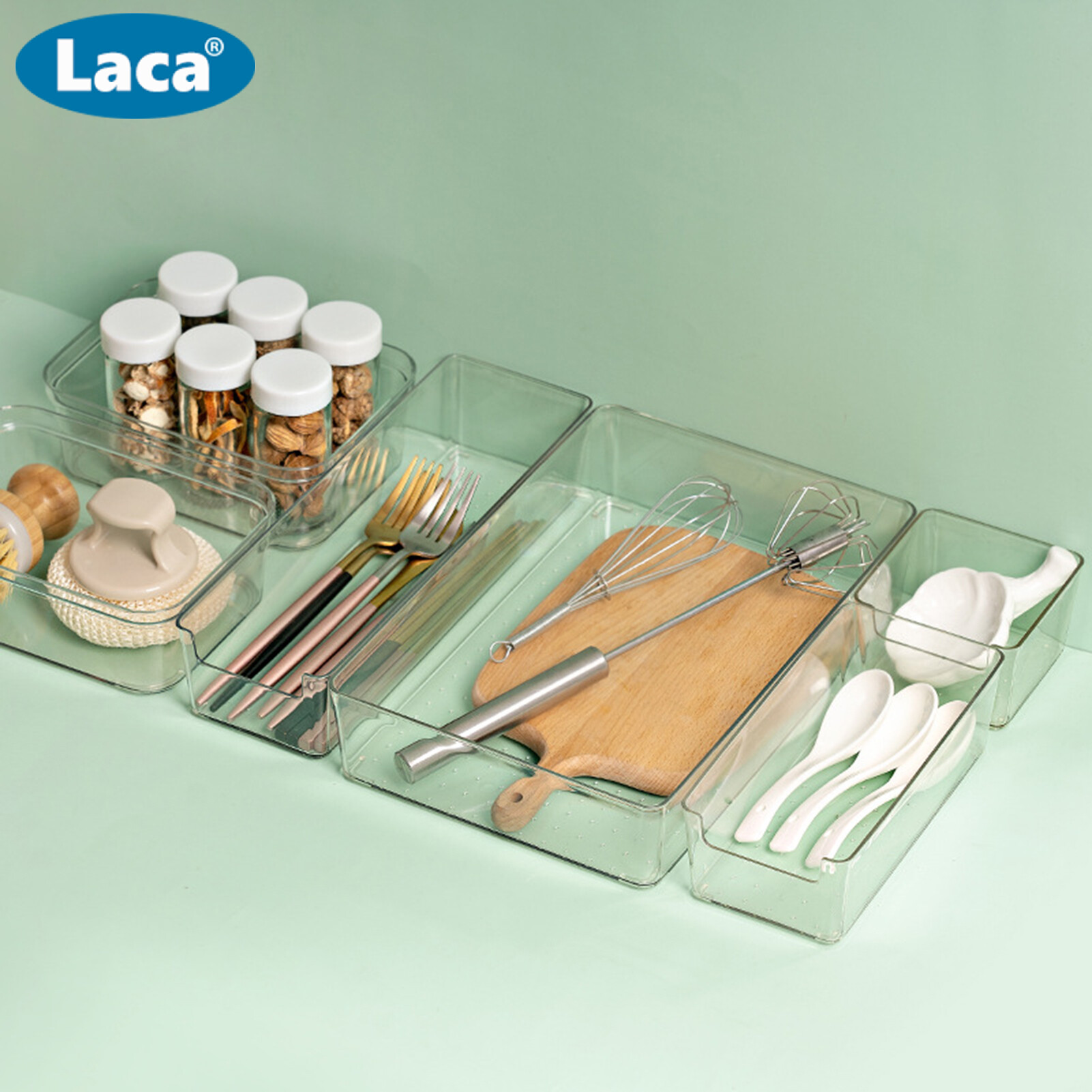 Laca Multi-purpose Sturdy Drawer Storage Case Plastic Practical Large Capacity Drawer Storage Box for Home