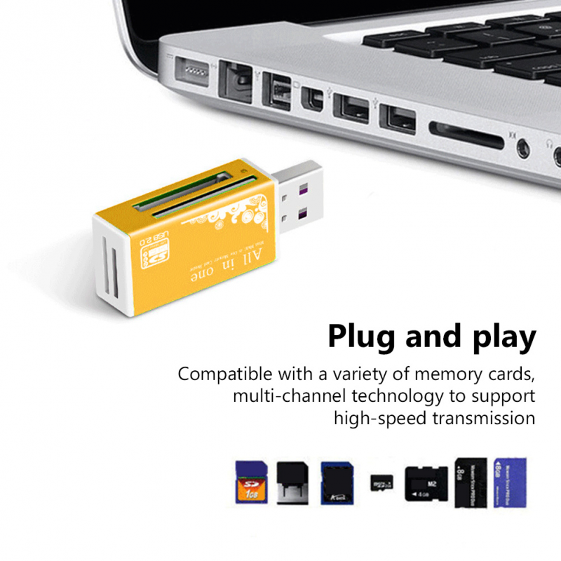 4 Trong 1 Micro SD Đầu đọc thẻ SDHC MMC USB SD Bộ Nhớ T-Flash M2 MS Duo USB 2.0 4 Khe Cắm đầu đọc thẻ nhớ Adapter Hỗ Trợ