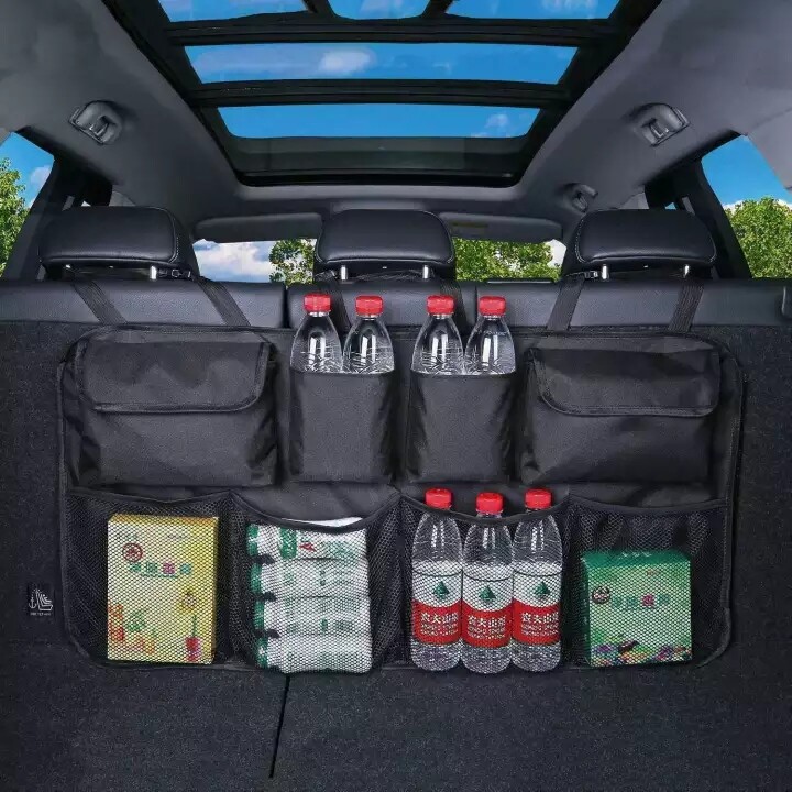 Car rear seat storage bag trunk organizer multi-pocket suspension storage bag car seat accessories large