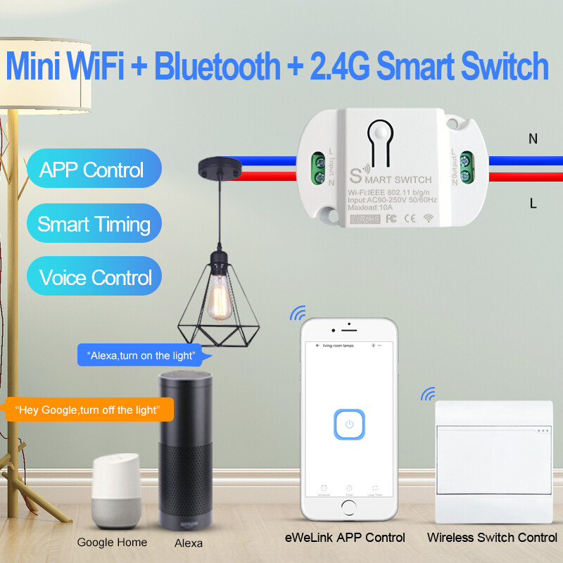 【Elesky】eWeLink Công Tắc Thông Minh Mini WiFi + Bluetooth + 2.4G Mô-đun Công Tắc Thông Minh Điều Khiển Từ Xa Điều Khiển Bằng Giọng Nói Hoạt Động Với Alexa Goo Gle Home Alice