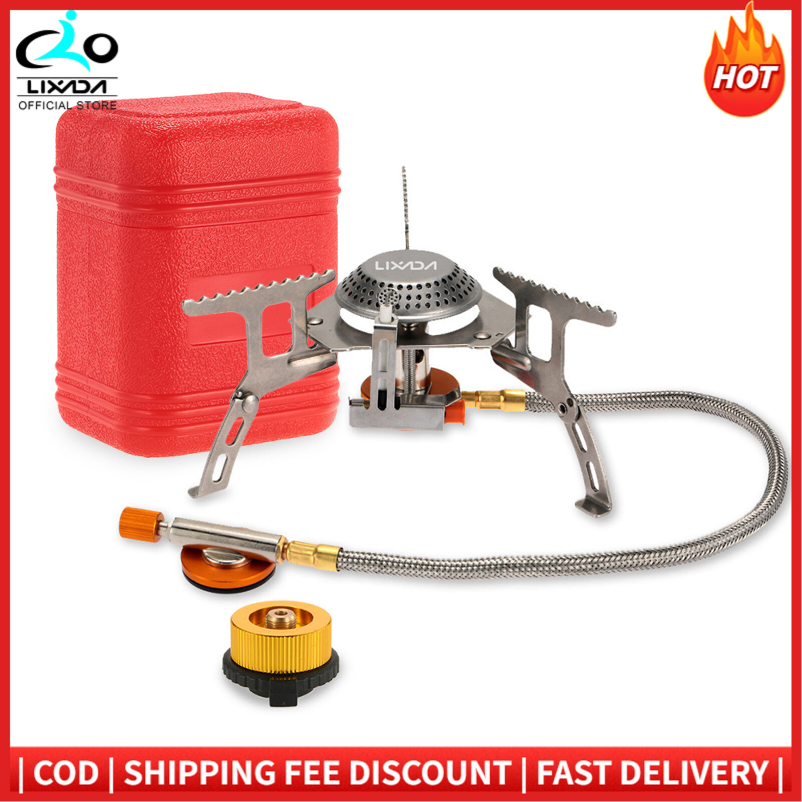 Lixada 3000W Camping Gas Stove Outdoor Cooking Portable Foldable Split Burner with Gas Conversion Head Adapter