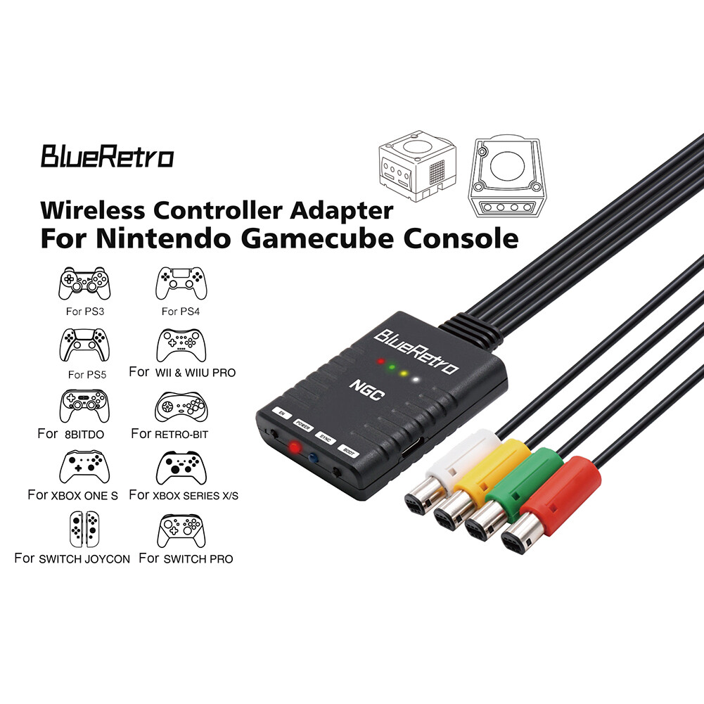 Multiplayer Controller Adapter Multi-function Wireless Bluetooth-Compatible Adapter Zero Latency for Gamecube Console