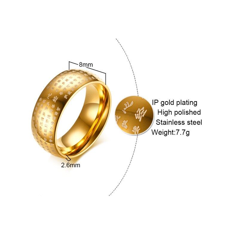 Người đàn ông vàng thép titan Nhẫn kinh phật phụ nữ nhẫn đen