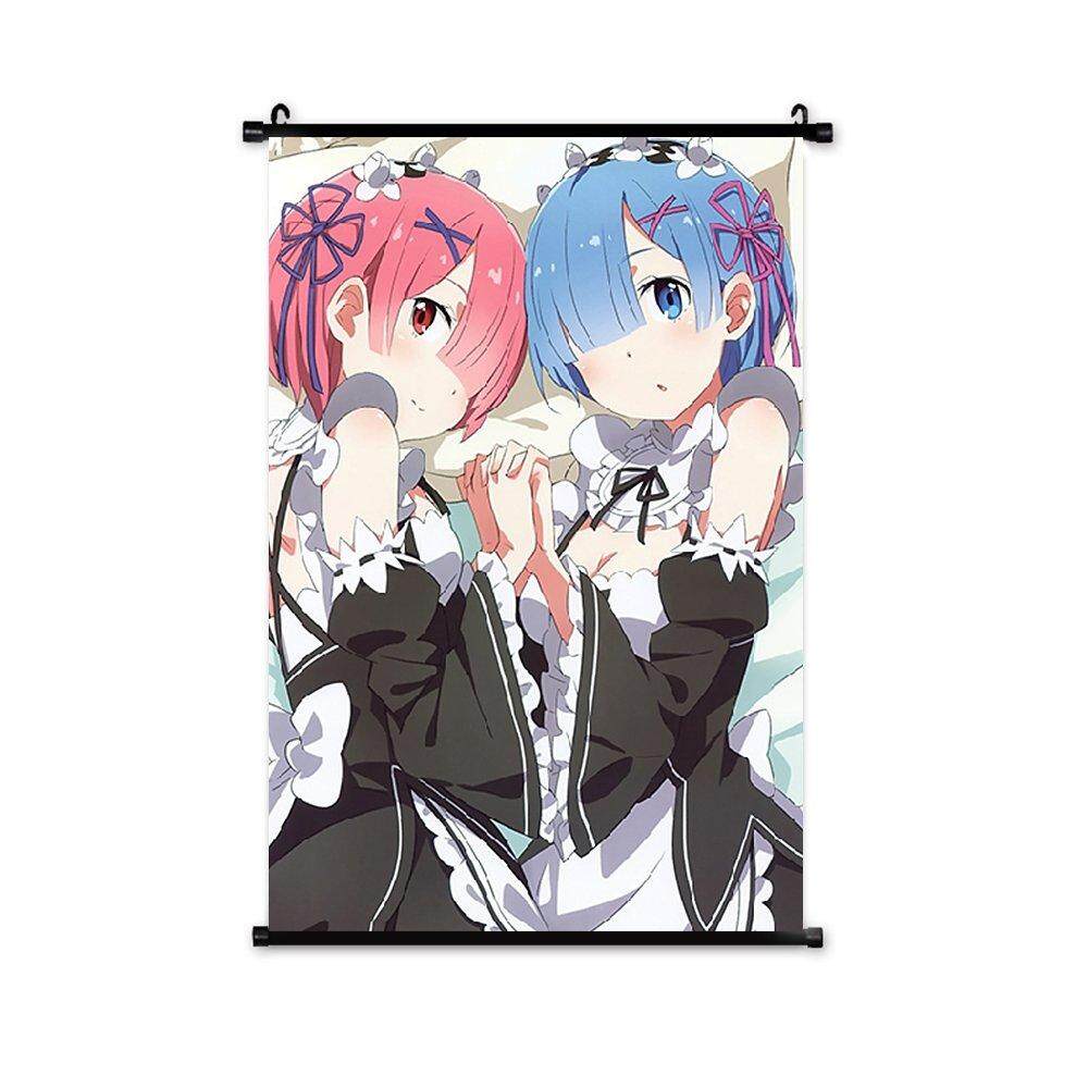 Anime Wall Scroll Poster Re Zero kara Hajimeru Isekai Rem Ram Emilia Home Decor