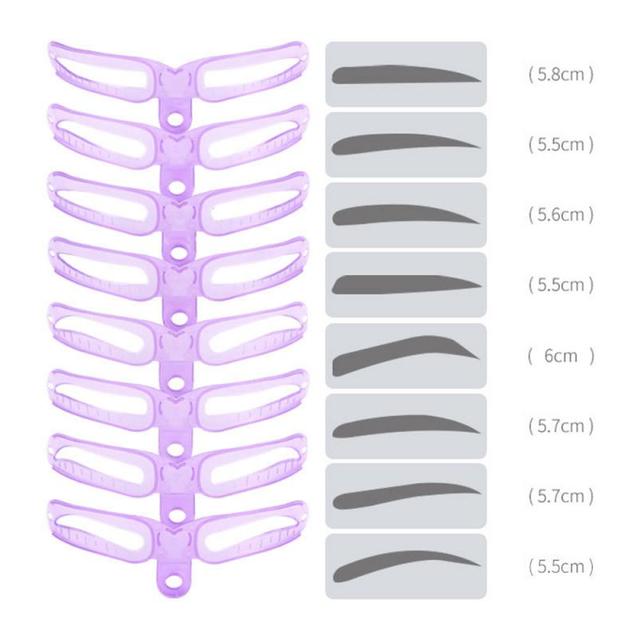 8 in1 Eyebrow Shaping Template Reusable Eyebrow Balanced symmetry Helper Stencils Kit Grooming Card Makeup Tools
