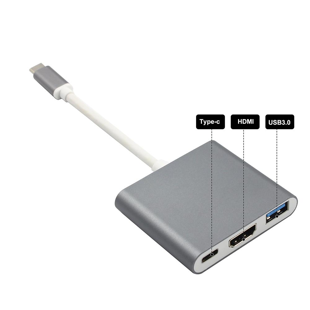 ☼3 in 1 USB 3.1 Type-C to 4K UHD HDMI USB-C hub adapter for MacBook
