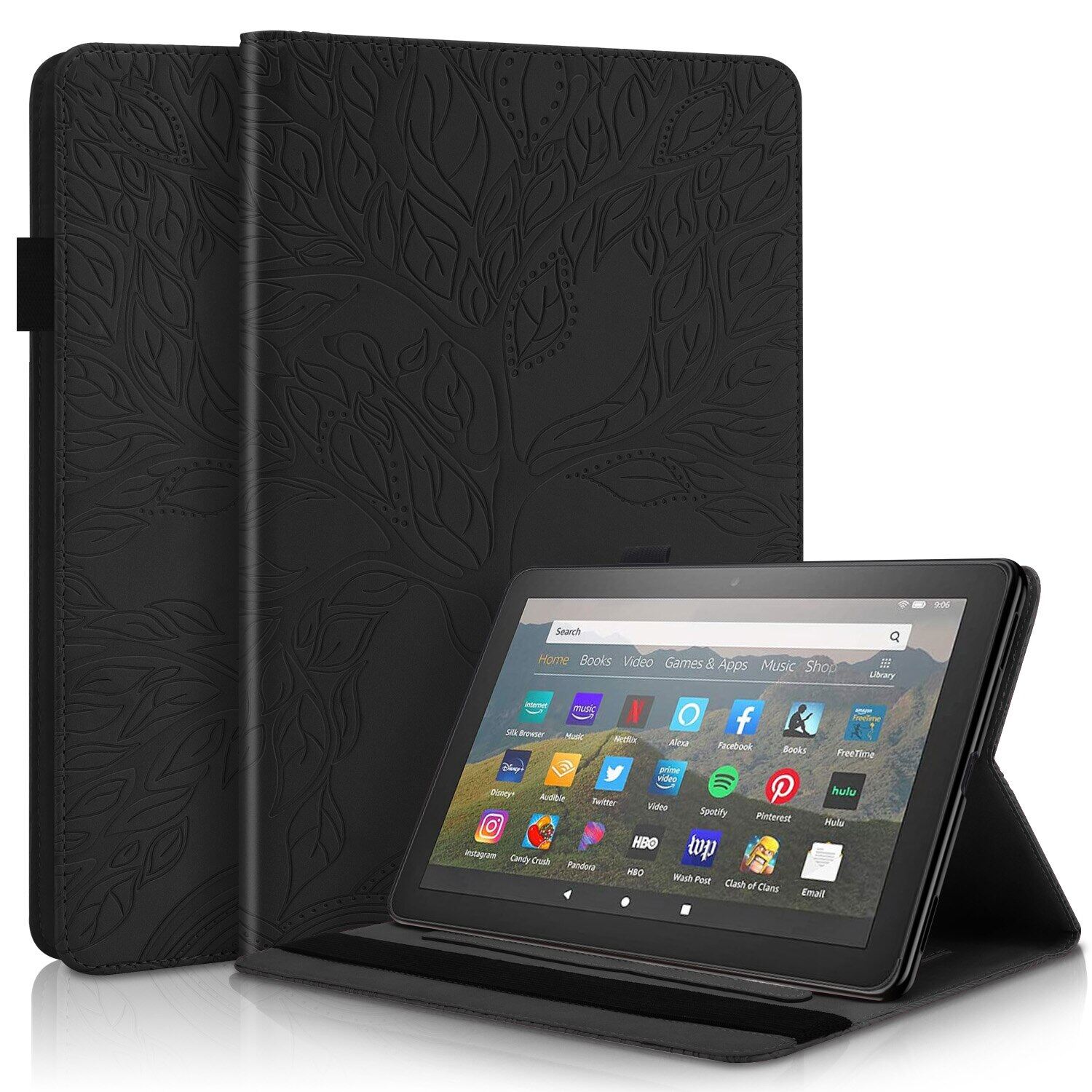 Tab Case For Kindle Fire HD 10 2021 HD10 2017 2015 2019 Cover Life Tree Pattern Tablet Shell Fire HD 10 inch Coque Stylus