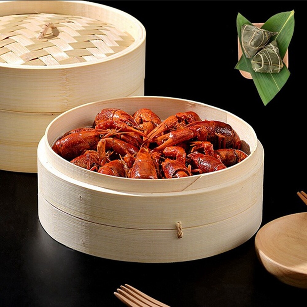 CILL Dumpling Wooden Fish with Handle Buns Making Cookware Cover Cage Kitchen Tool Bamboo Steamer Basket