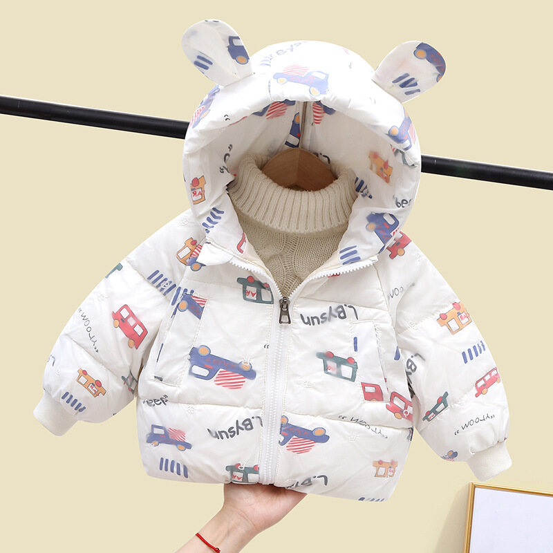 BAOLONGXIN children's down jacket Winter Boys and Girls Korean Style Cute Cartoon White Duck Down Jacket