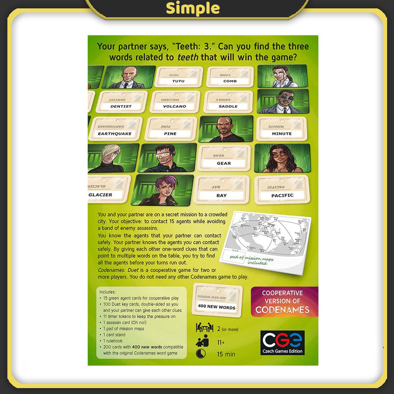 Codenames Board Game Duet & Pictures Version English Abstract Strategy Suspense Game