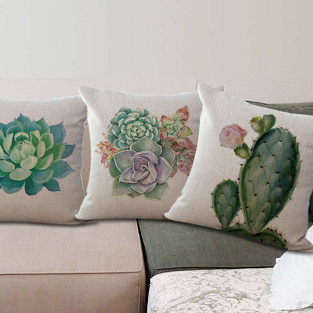 Lieyh Comfortable Home Sofa Decor Succulent Cactus Lovely Linen Cushion Cover Throw Pillow Cover Pillowcase Plant Style Lazada Singapore
