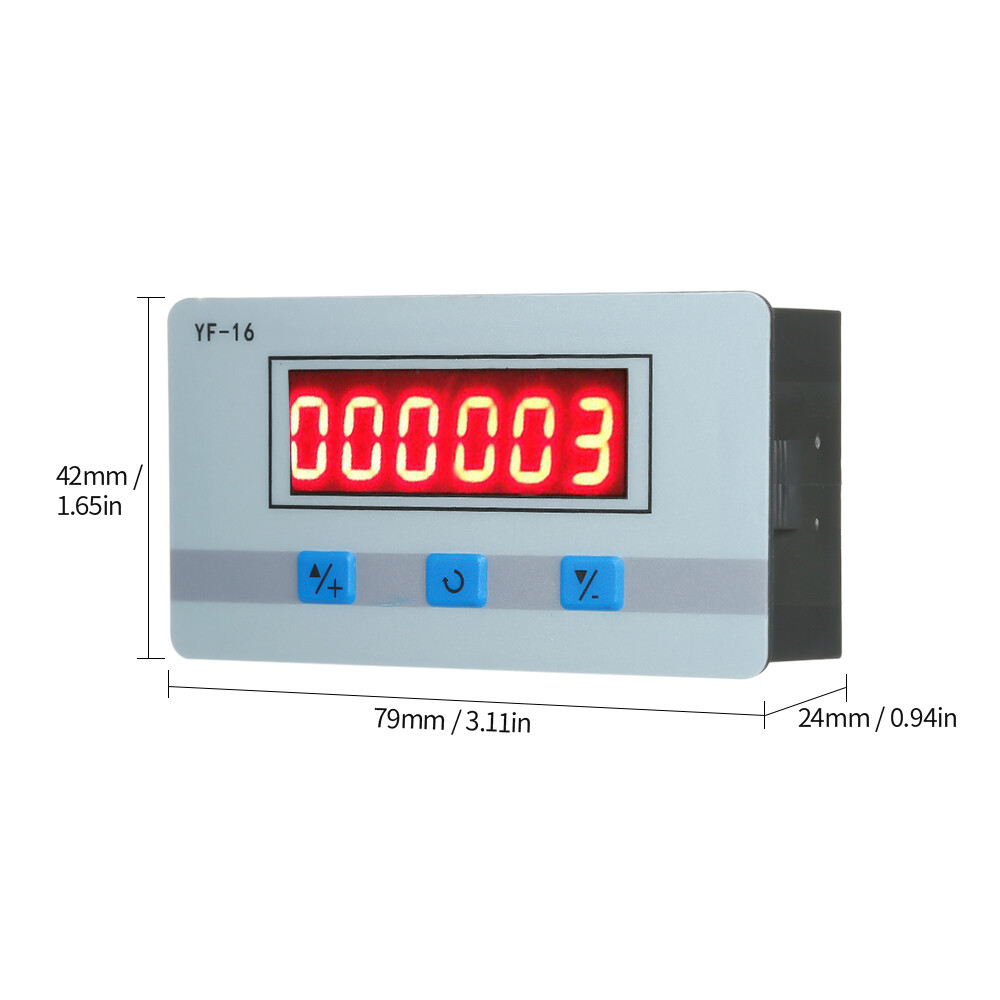 Smart Sensor Mini LED Digital Counter Module DC/AC5V~24V Electronic Totalizer with NPN and PNP Signal Interface 1~999999 Times Counting Range