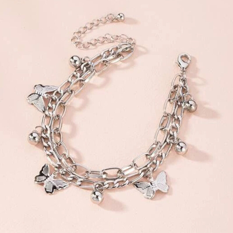 Butterfly Decoration Charming Bracelet for Girl Multi Layers Chain Bracelet Perfect Banquet Accessory